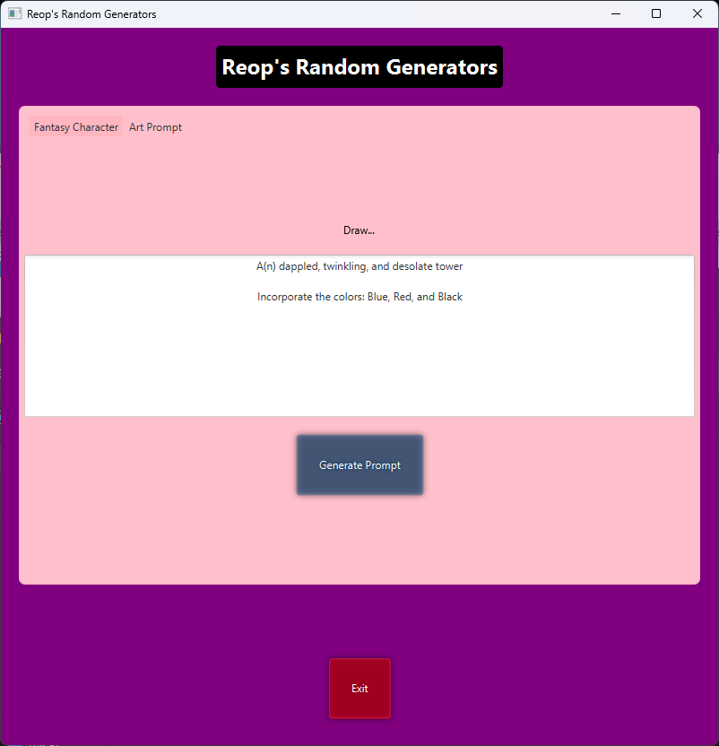 Reop Art Prompt Generator Screenshot